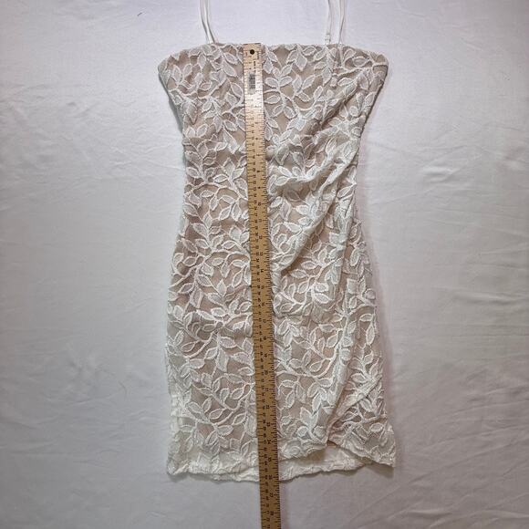 Windsor White Floral Lace Bodycon Mini Dress Spaghetti Strap Nude Lined Sz Small - Picture 6 of 11